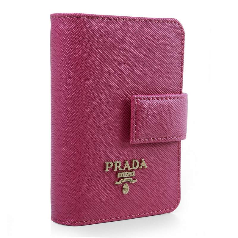 Knockoff Prada Real Leather Wallet 1138 rose red - Click Image to Close